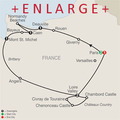 CLICK HERE for Globus Normandy, Brittany and Chateau Country MAP!!